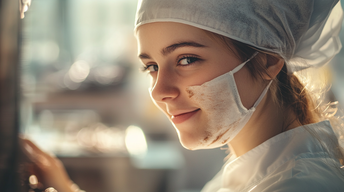 Female chocolatier chef making chocolate