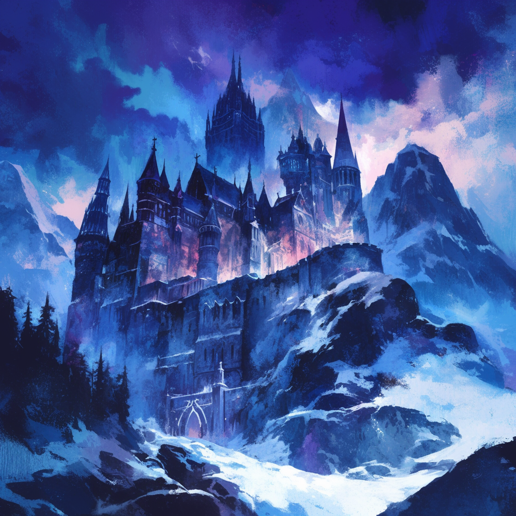 Snow Covered Castle Mountains Night