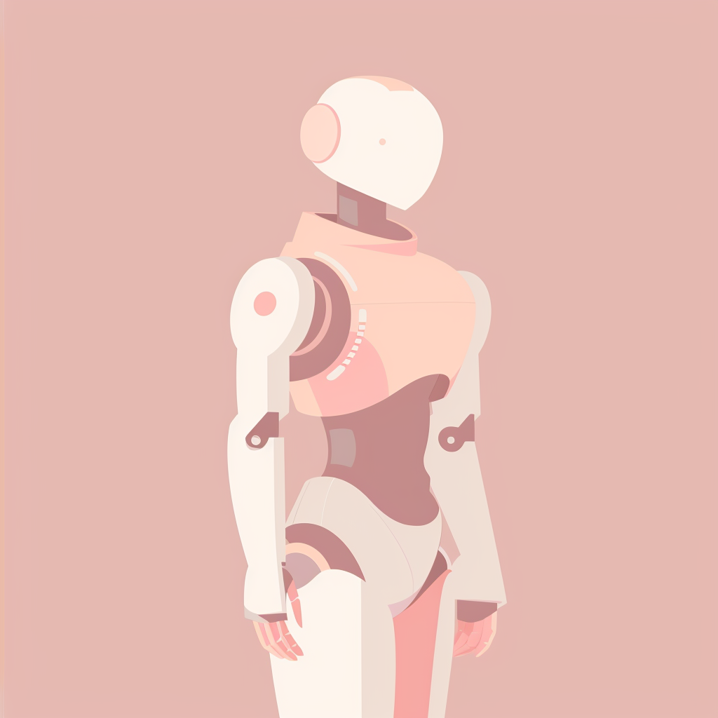 Friendly Robot Vector Silhouette Pink