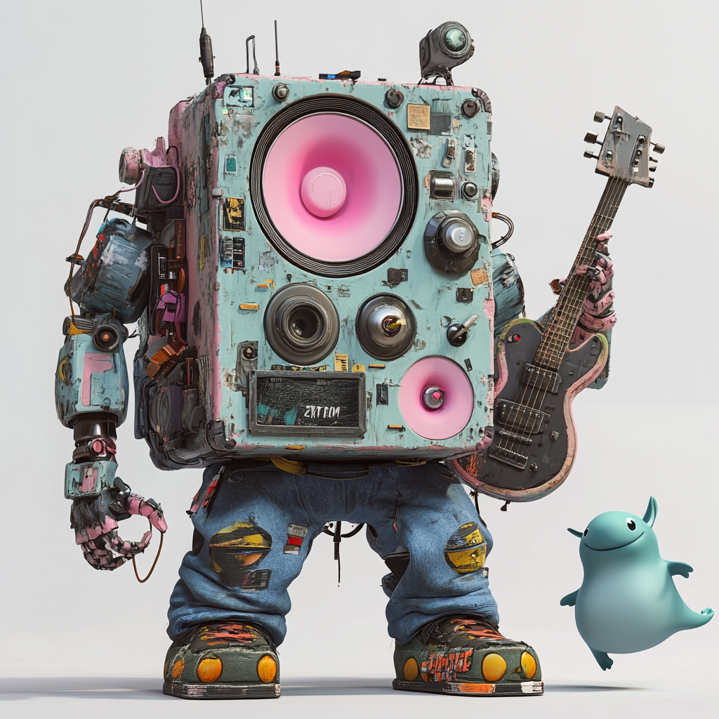 Robot with speaker head art