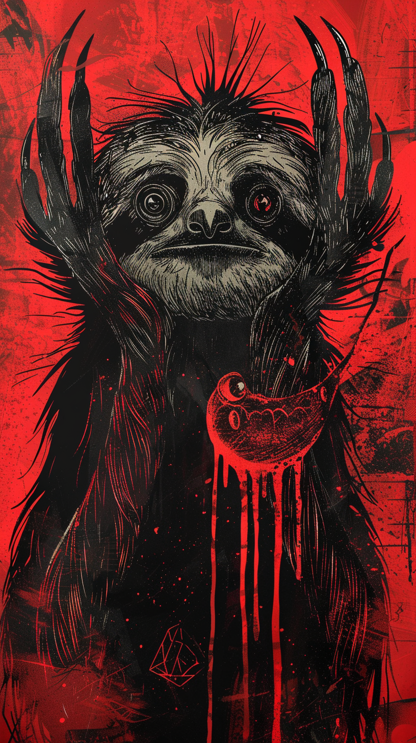 Red and Black Spiritual Sloth Art