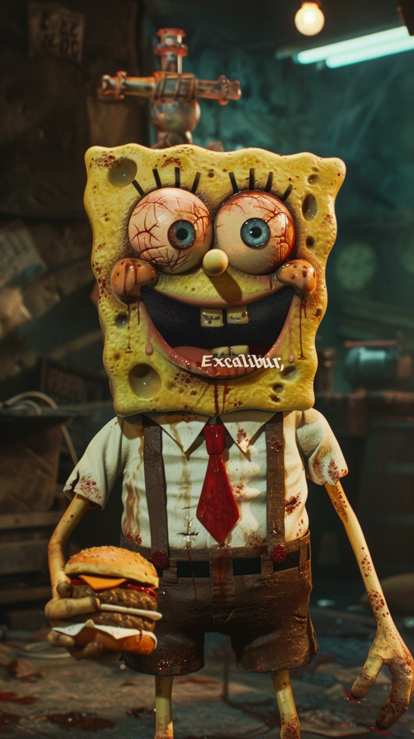 Surreal SpongeBob in Dark Fantasy