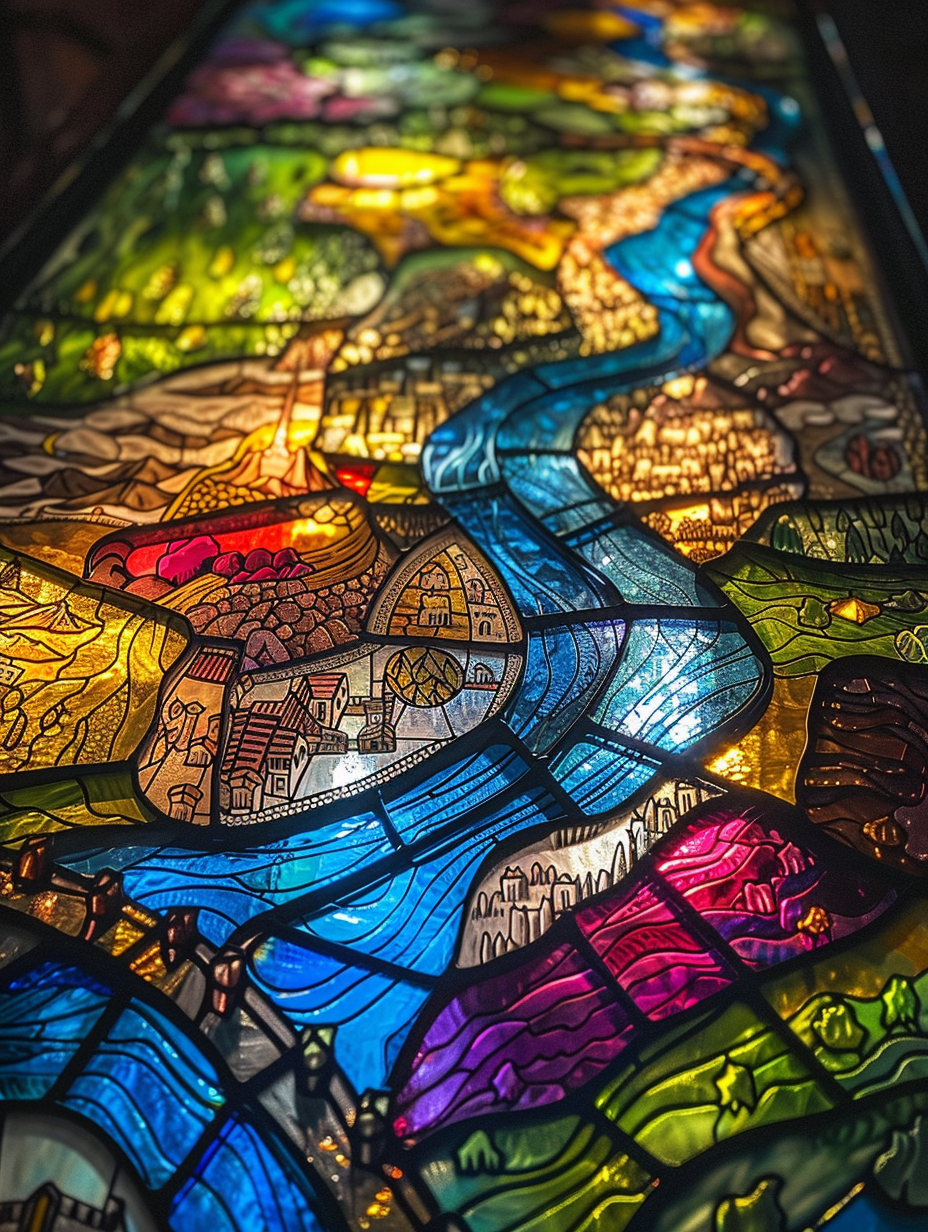 Colored stained glass kingdom map