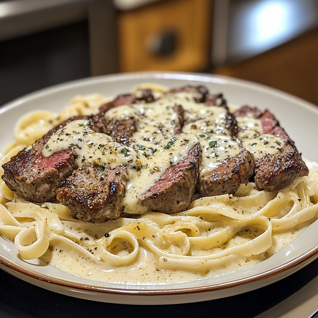 Steak Gorgonzola Alfredo Kitchen Photo