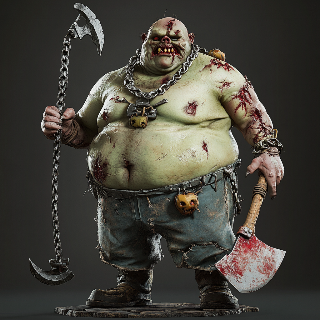 Stinky zombie holding cleaver and hook