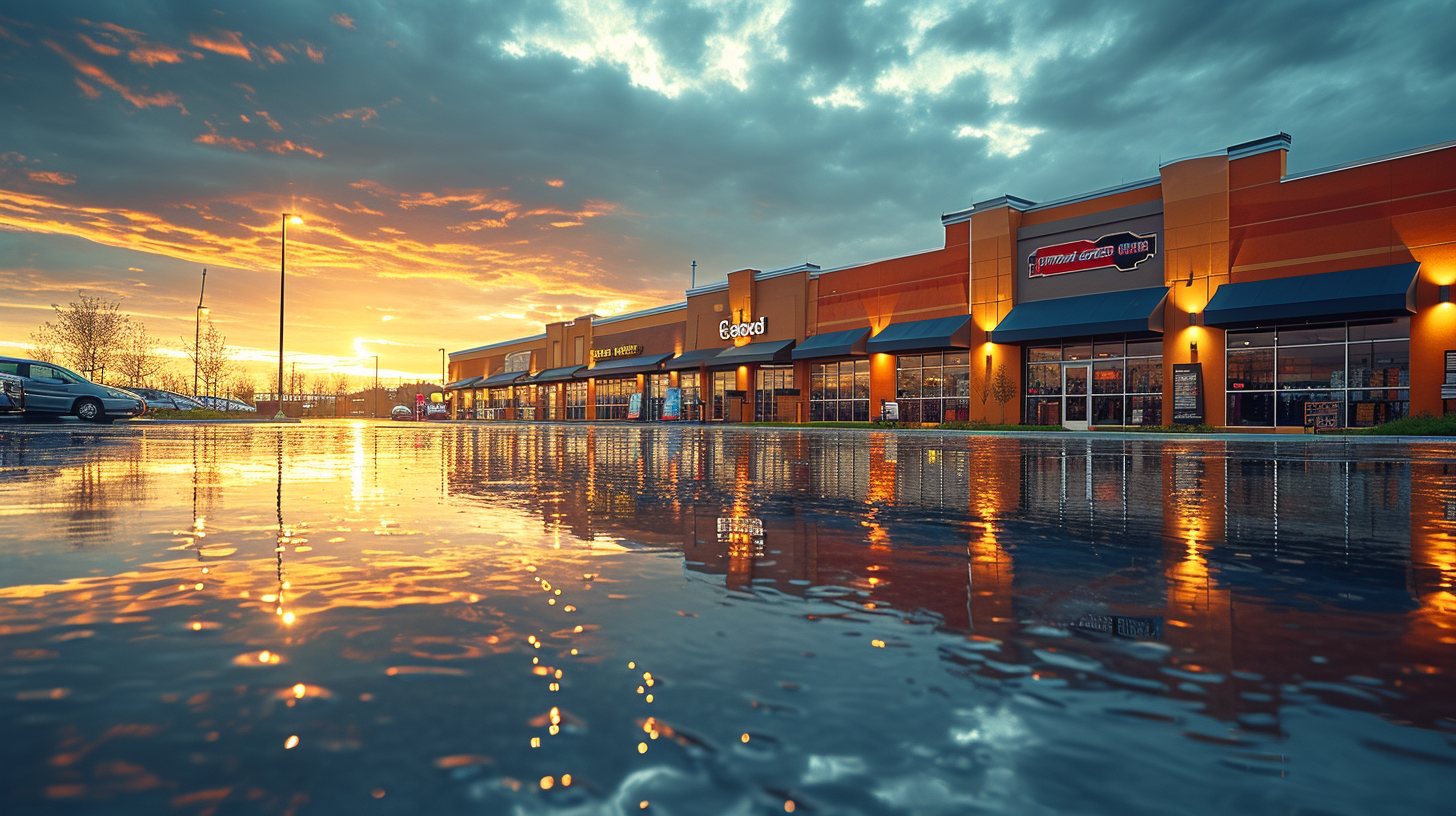 Exterior of strip mall store