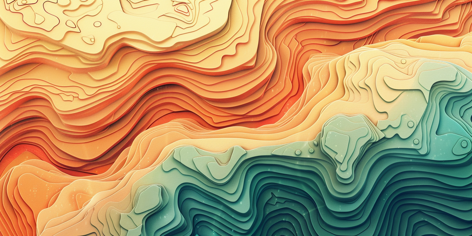 Colorful topographical map of mountain range