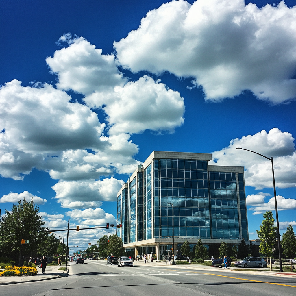 Corporate building in suburban city