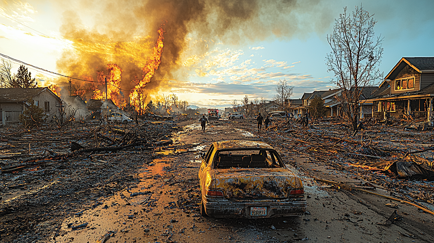 Burning Suburban Houses Photo