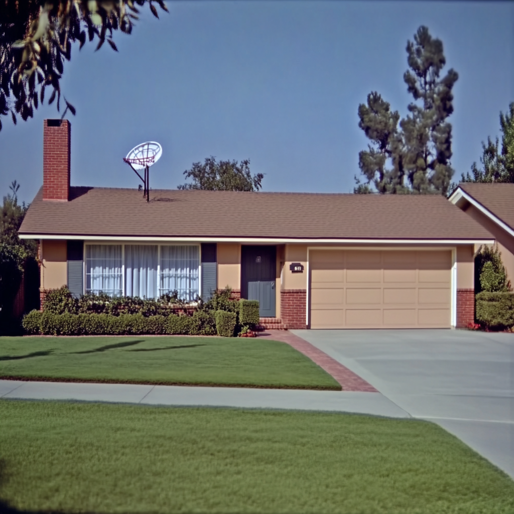 Retro 1950s suburban house image