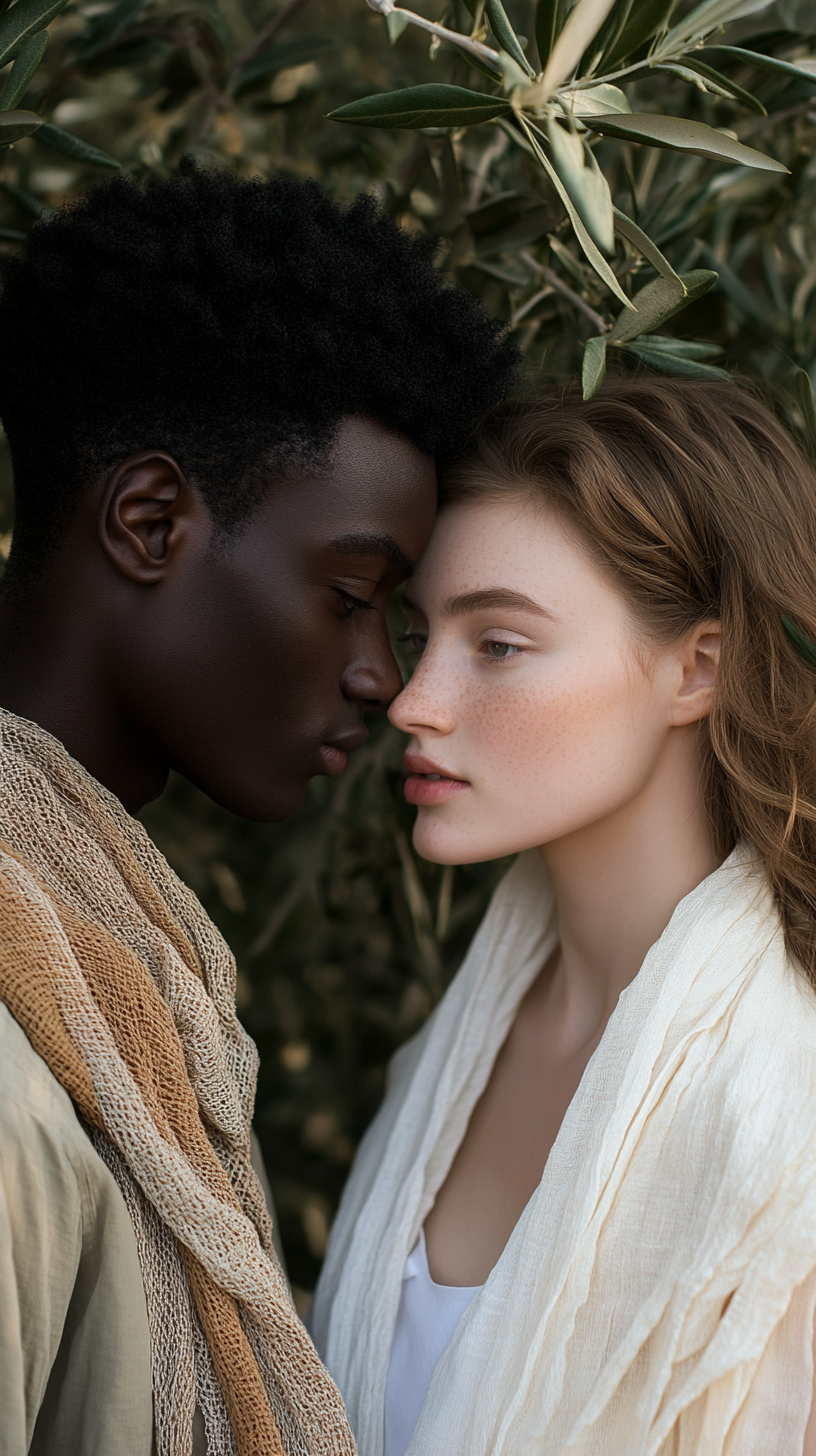 Sudanese man and brunette woman in love