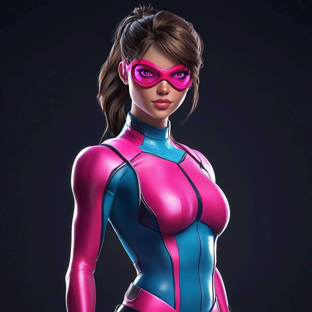 Female superhero in pink costume