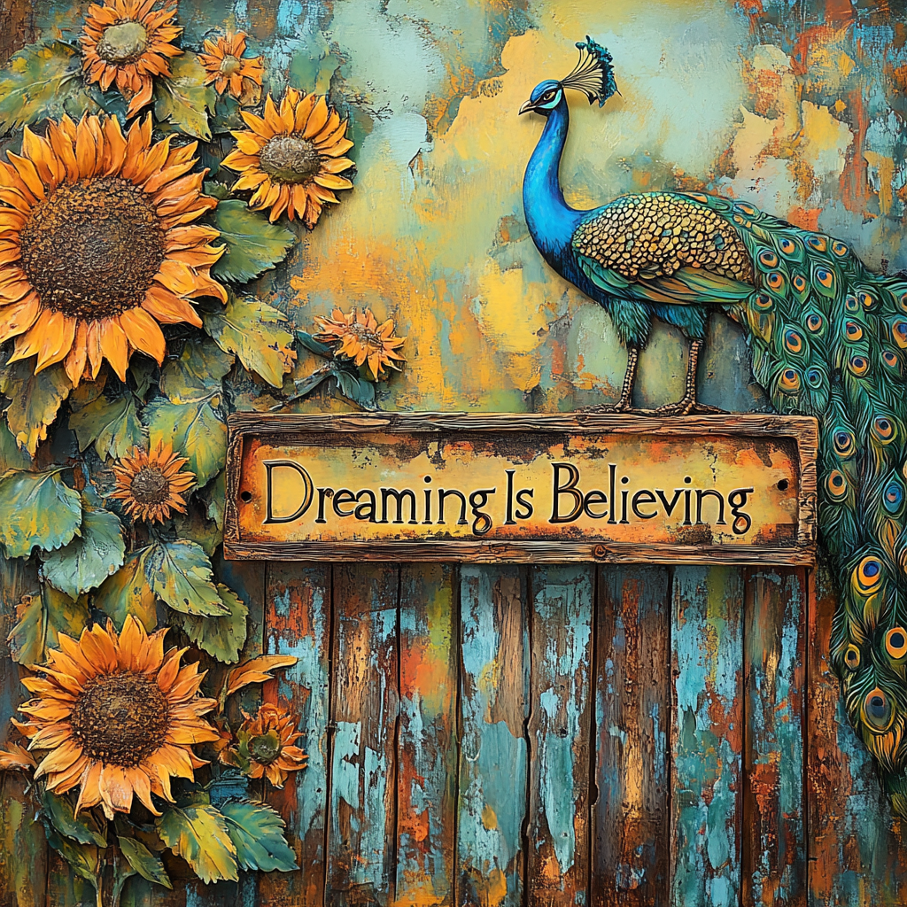 Surreal Dream Sign Wood Sunflowers