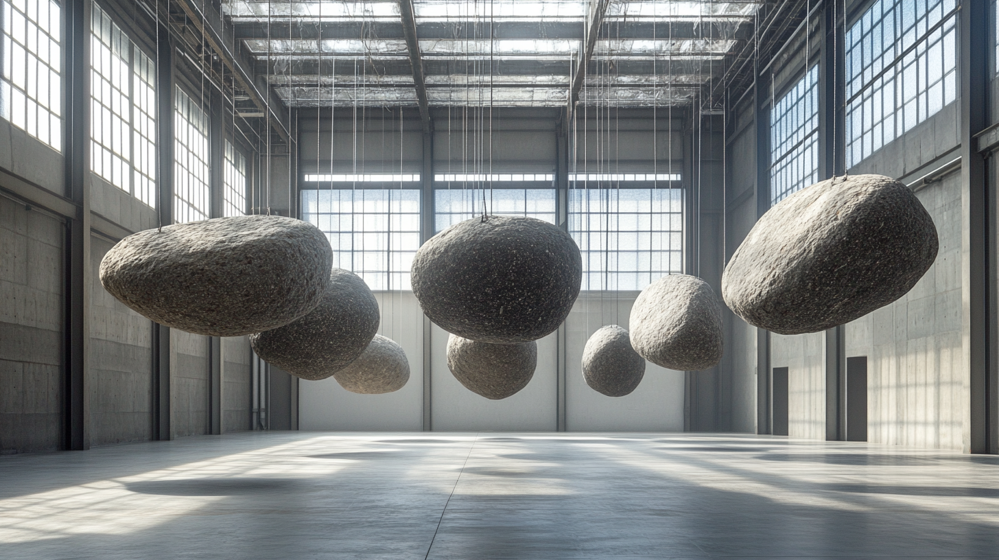 suspended stones in air