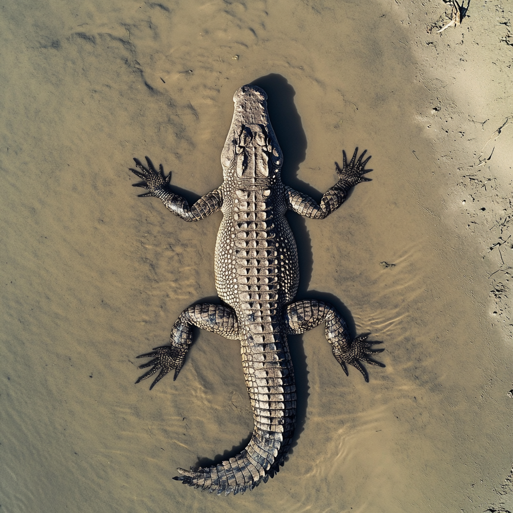 Crocodile swimming in murky water