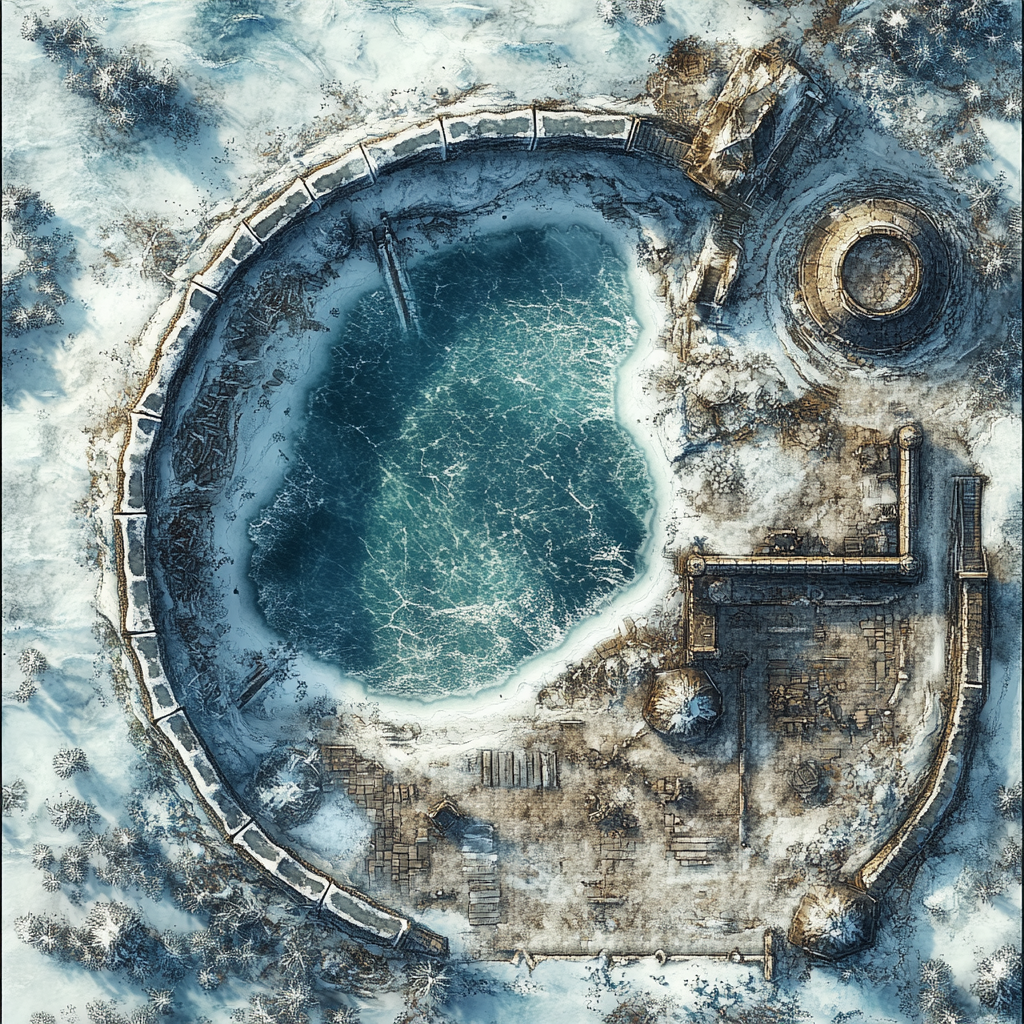 Tabletop Gaming Winter Map City Lake