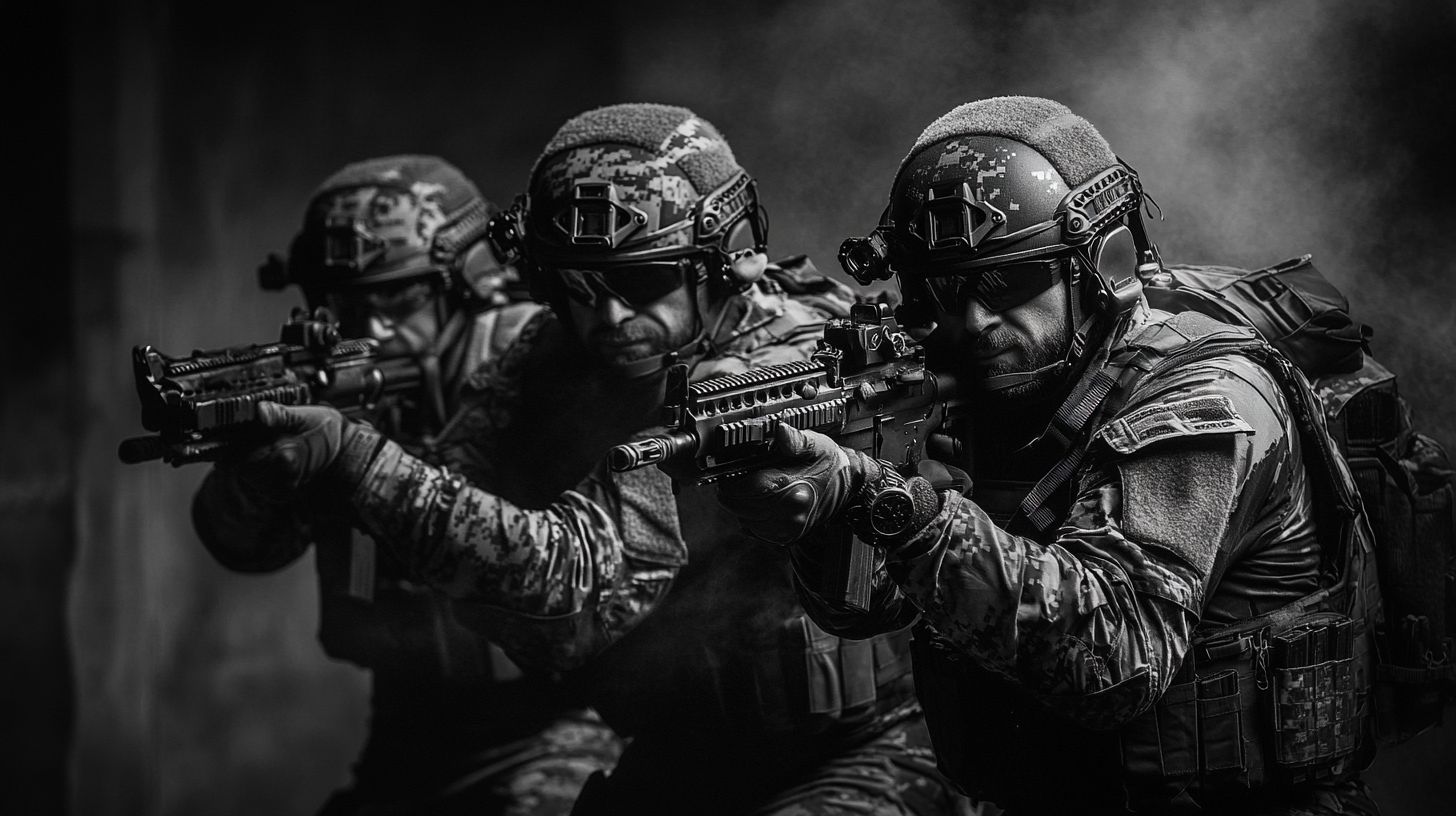 tactical team leadership monochrome photo