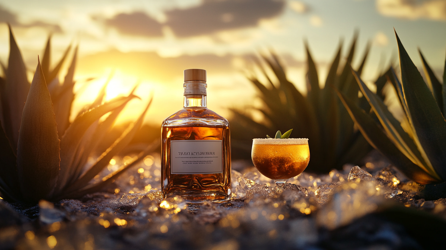 Tequila Bottle Drink Sunset Agaves