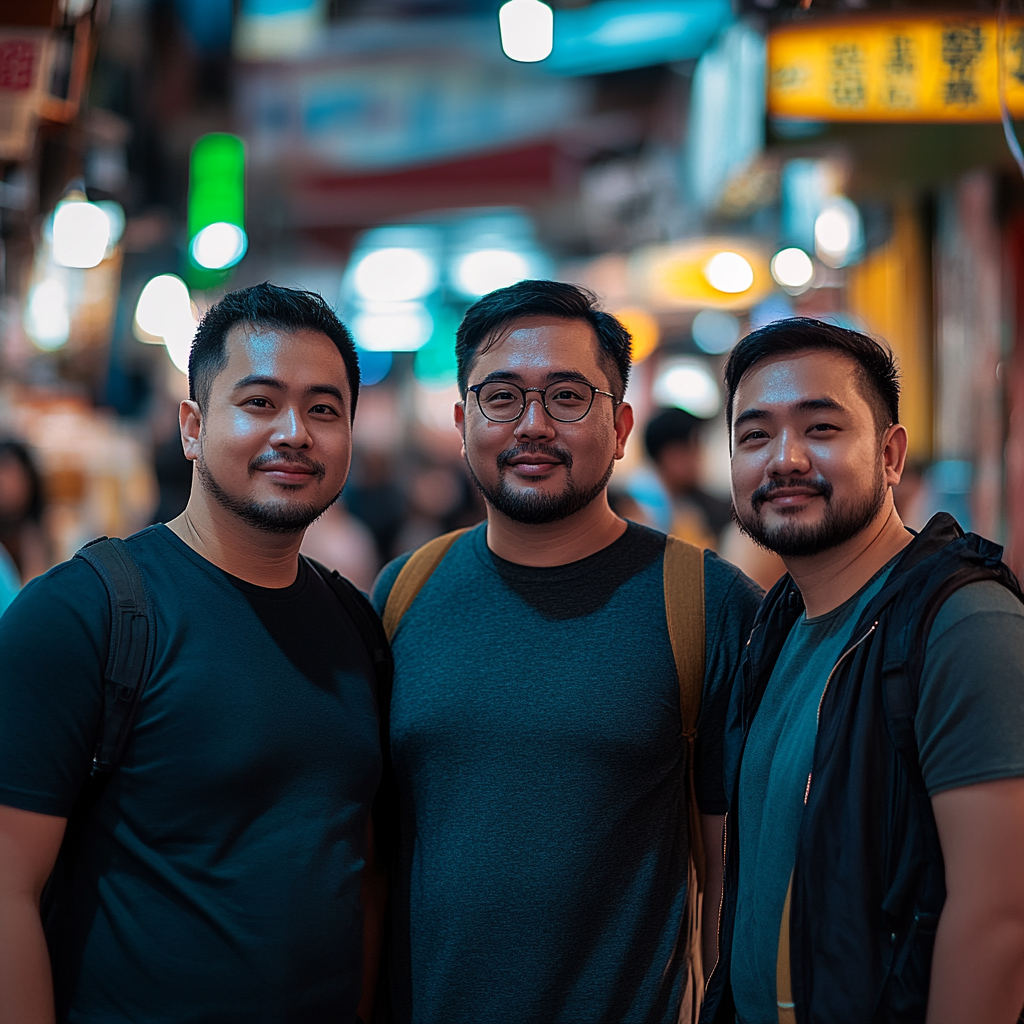 Three friends standing together