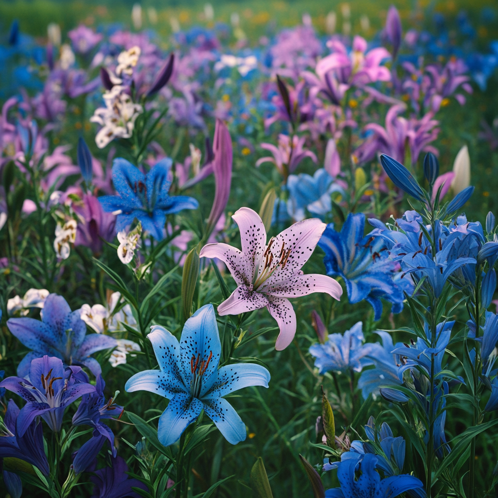 Tiger Lilies Blue Violet Field