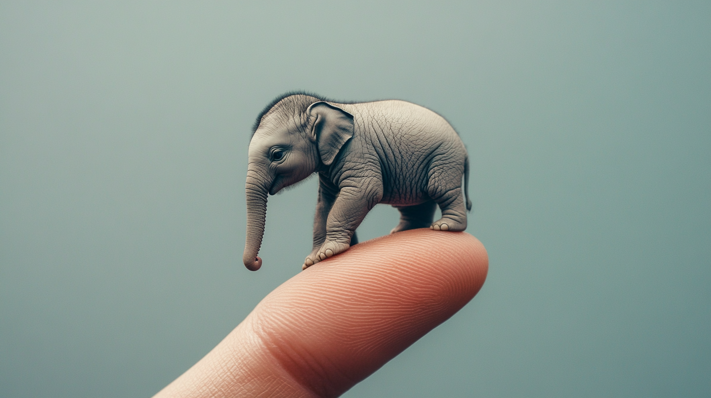 Small Elephant on Index Finger