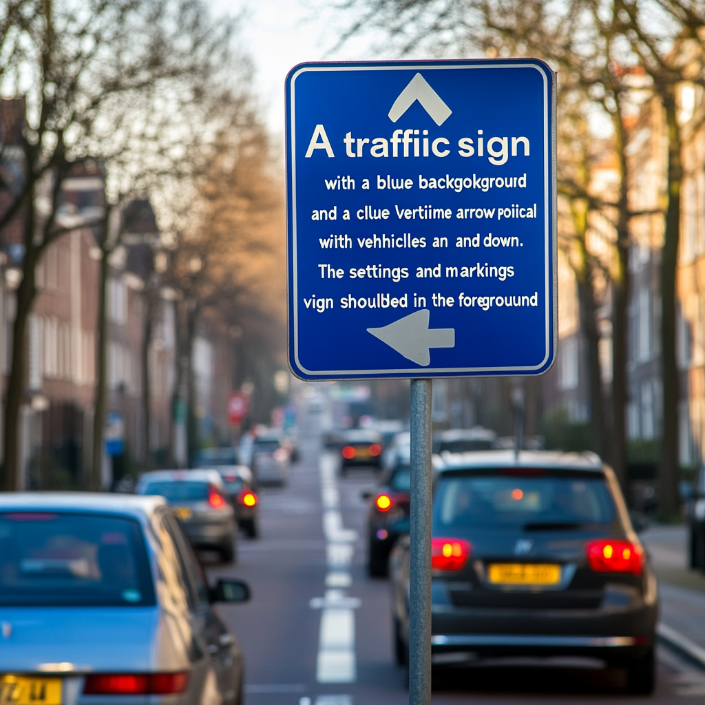 Dutch traffic sign with blue background