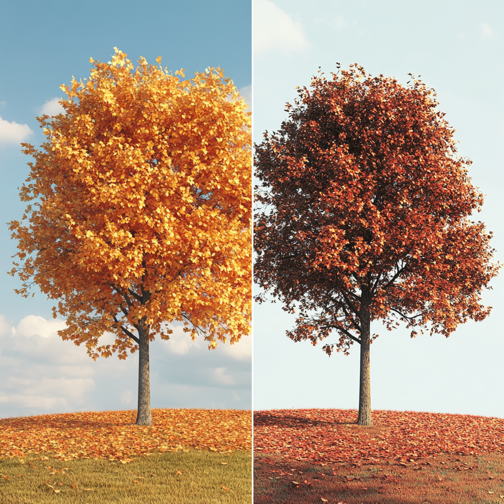 Two trees comparison healthy vs unhealthy