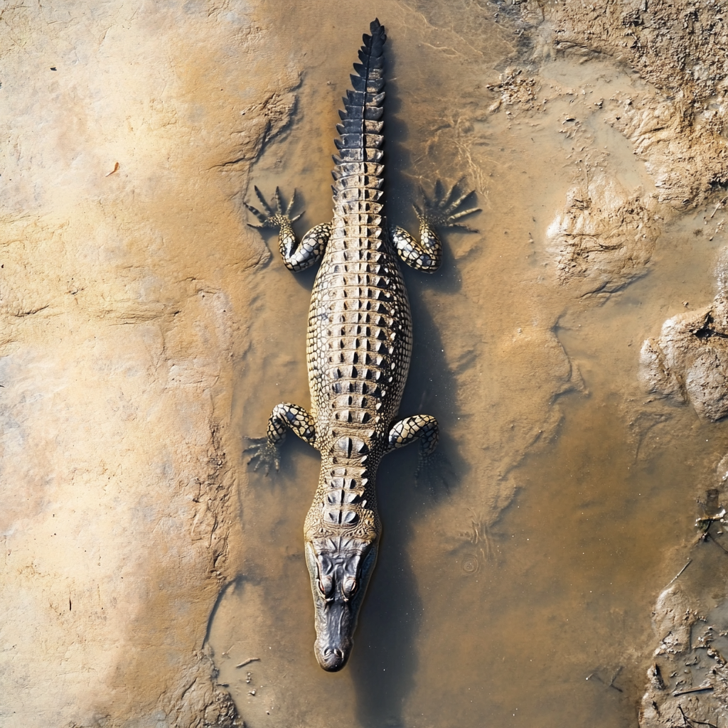 Crocodile swimming in murky water