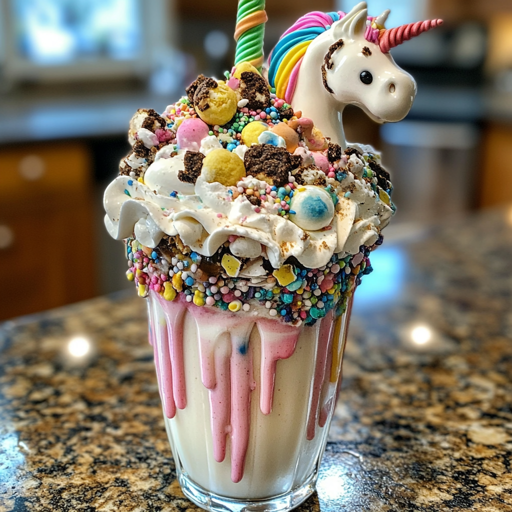 Unicorn Cookies Cream Milkshake Macro Shot