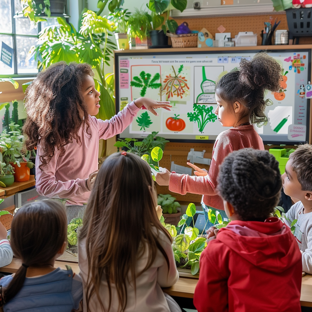 Students learning photosynthesis in classroom