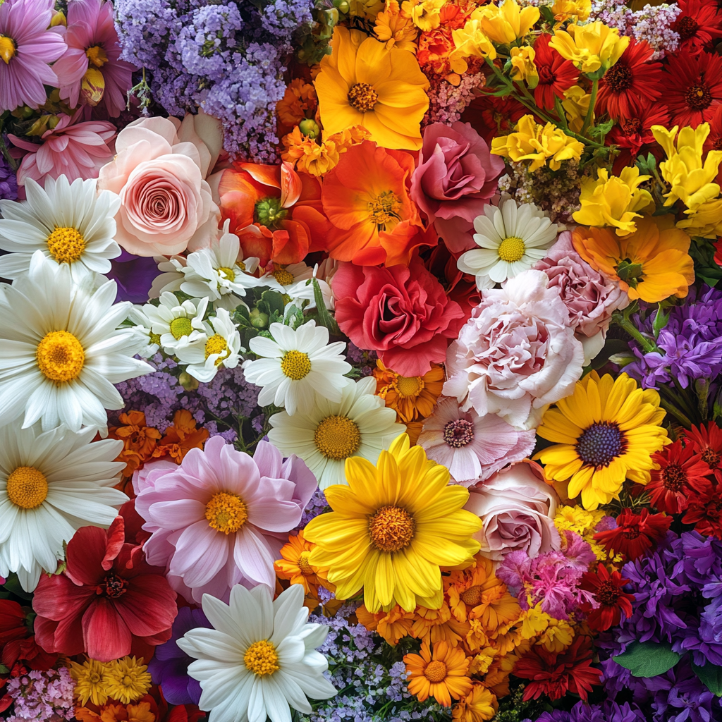 Colorful blooms in natural setting