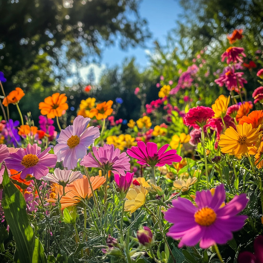 Colorful Flowers Garden Sunlight iPhone Photo