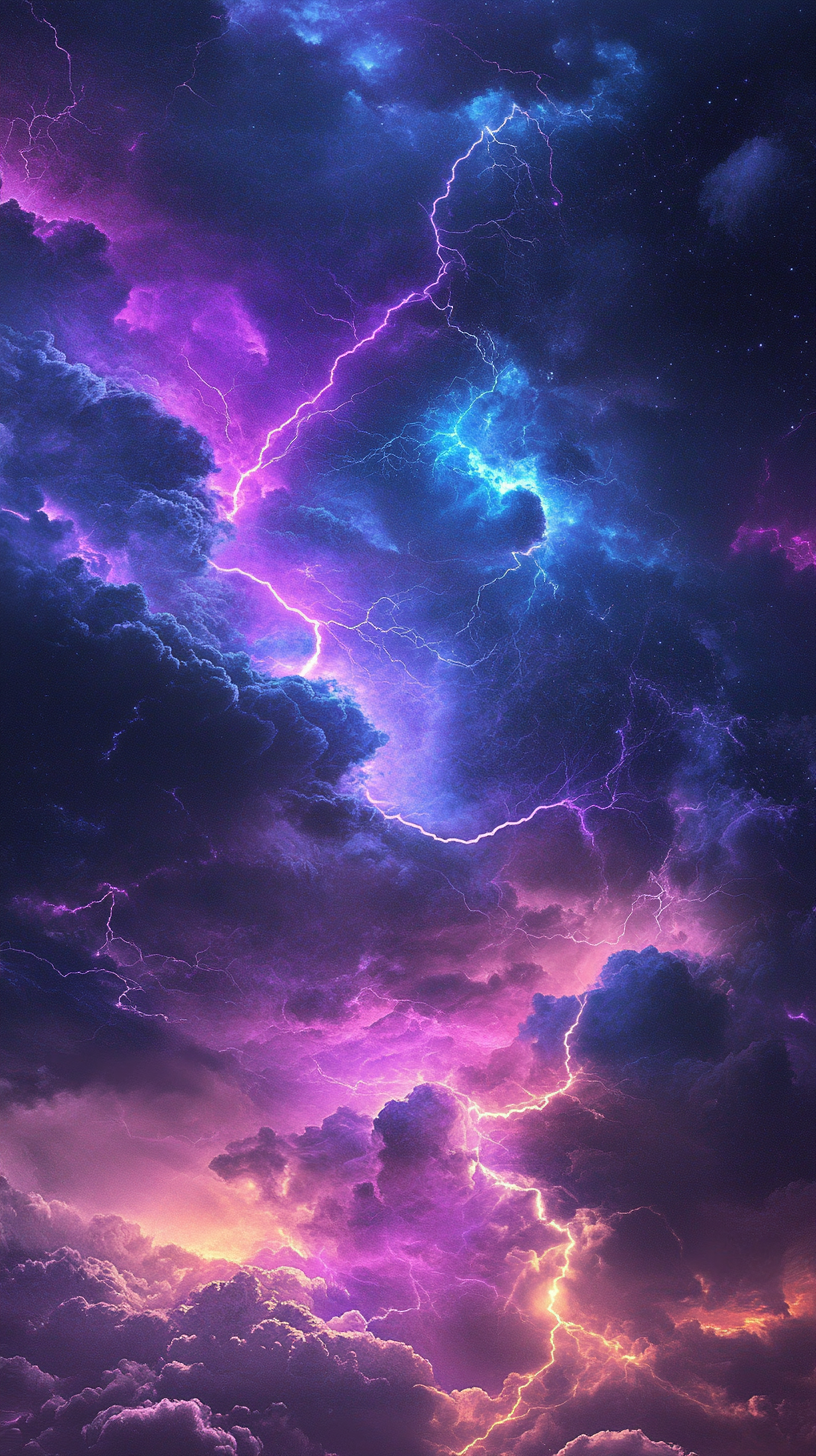 Vibrant purple and blue lightning