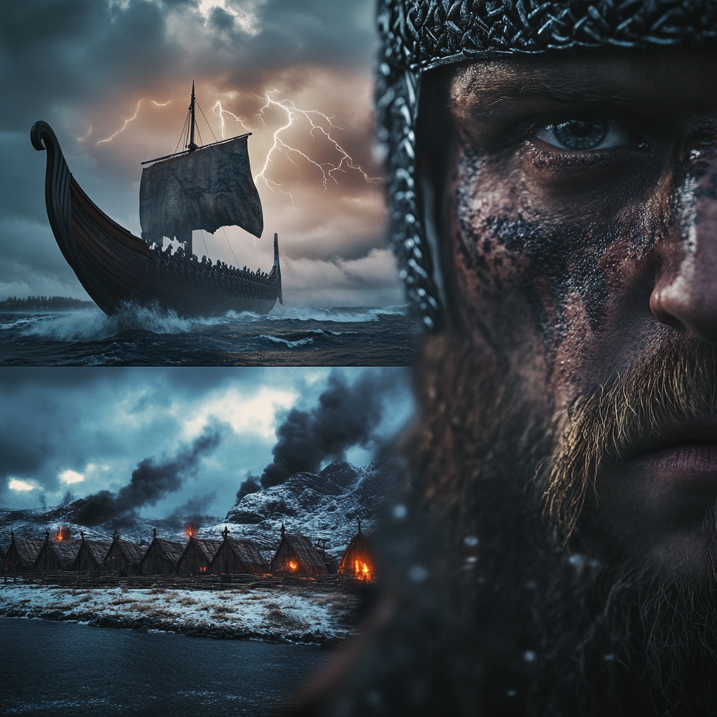 Viking warrior fierce battle storm