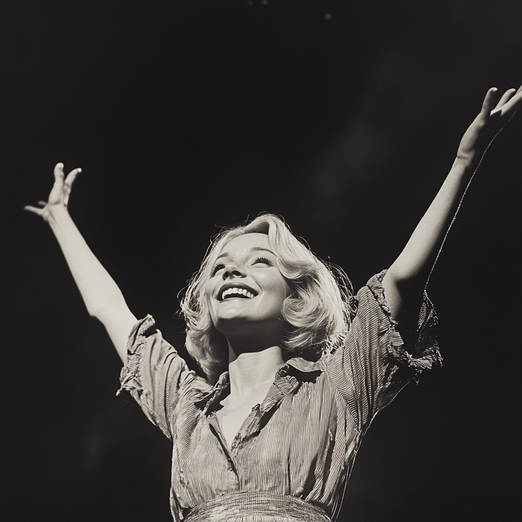 Vintage blonde woman on stage