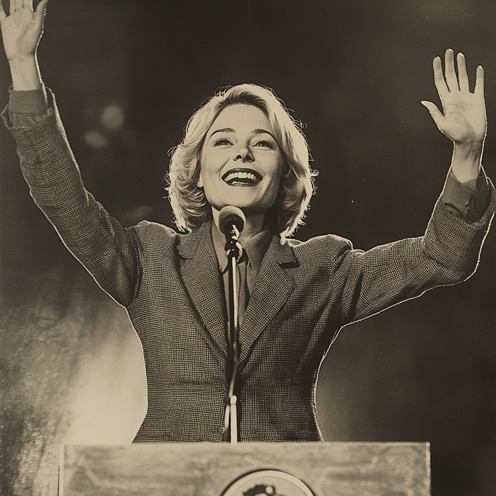 Woman political speech 1960s black white