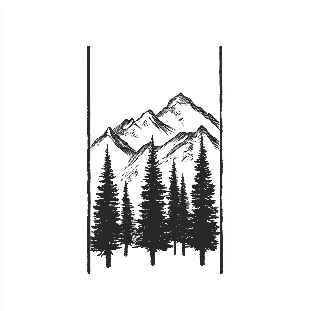 Rocky Mountain Trees Minimalistic Design