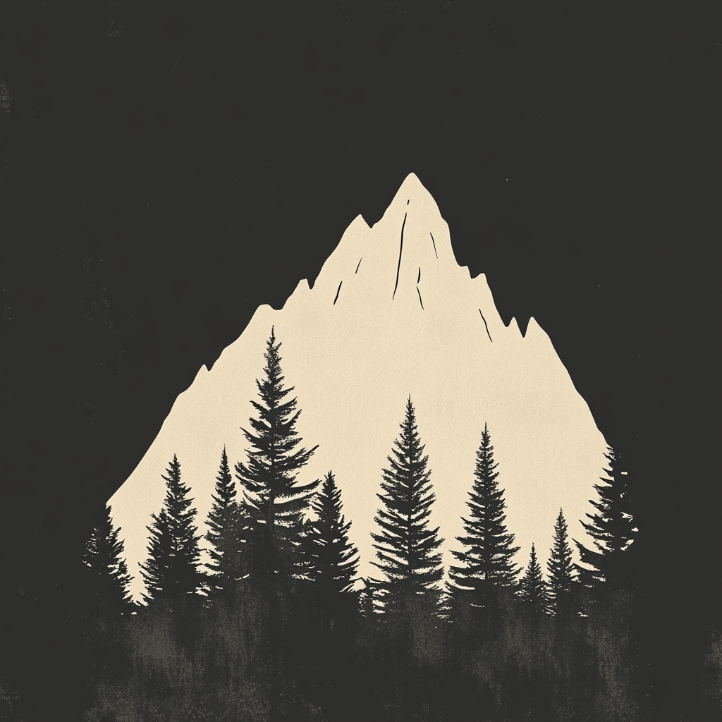 rocky mountain silhouette trees design