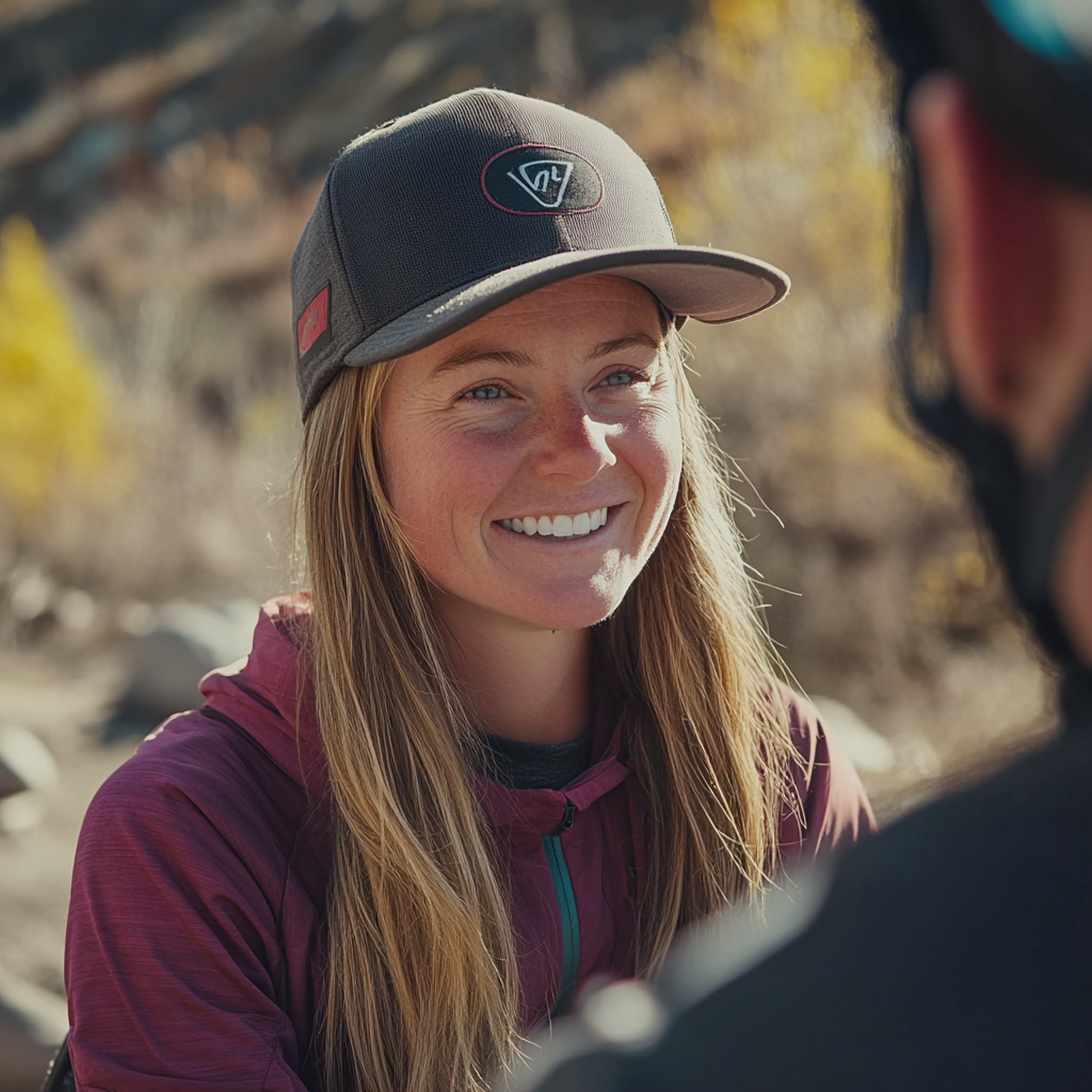 Volunteers being interviewed about mountain biking