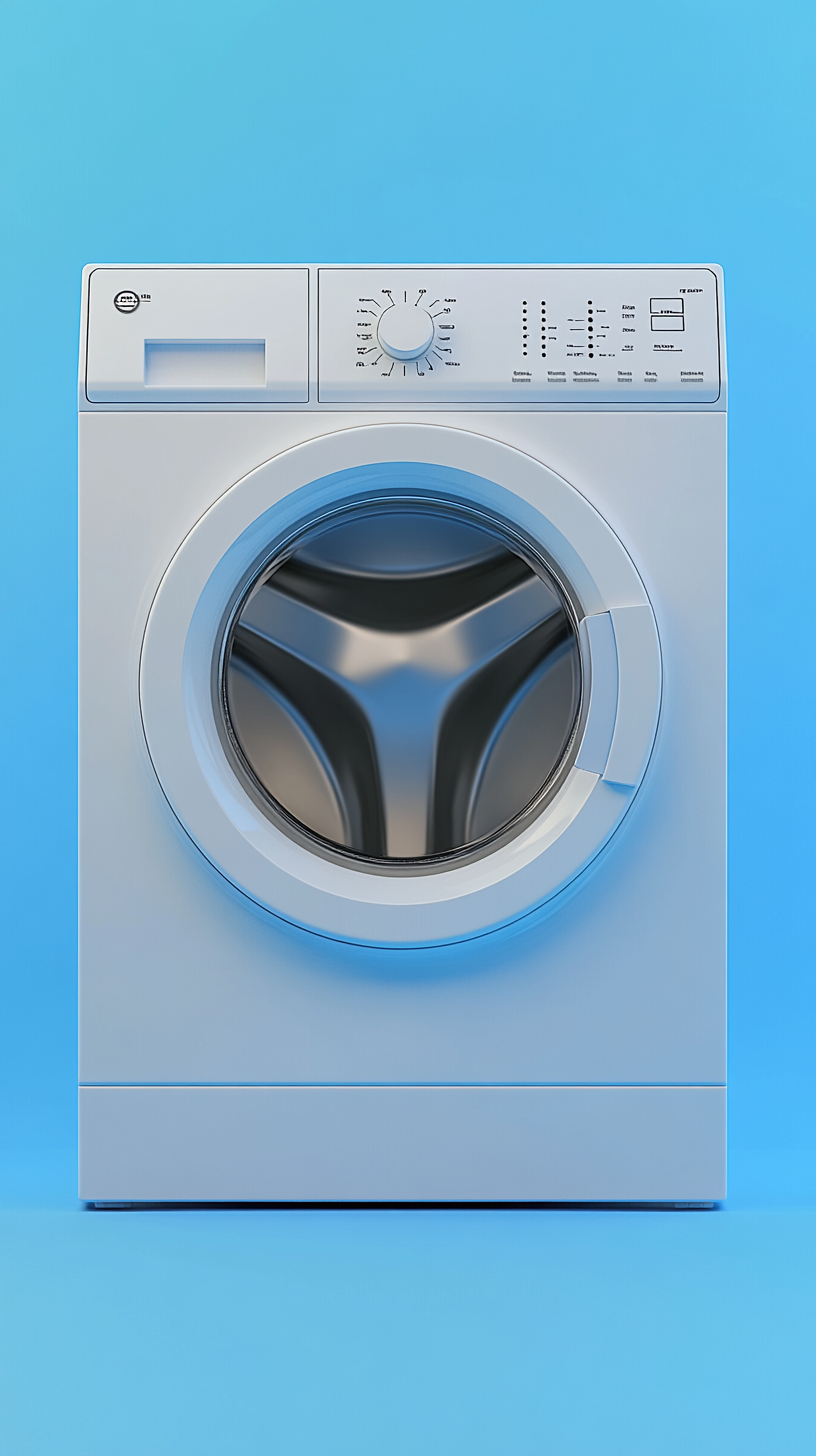 Modern washing machine on blue background