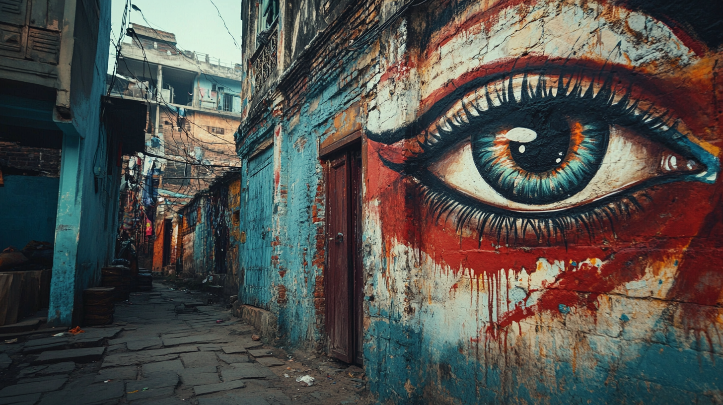 Kali Eyes Painted Building Wall