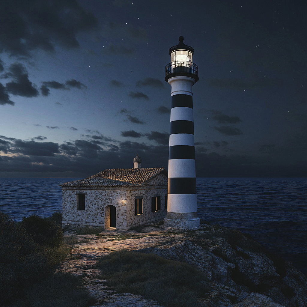 White and Black Lighthouse in Mallorca