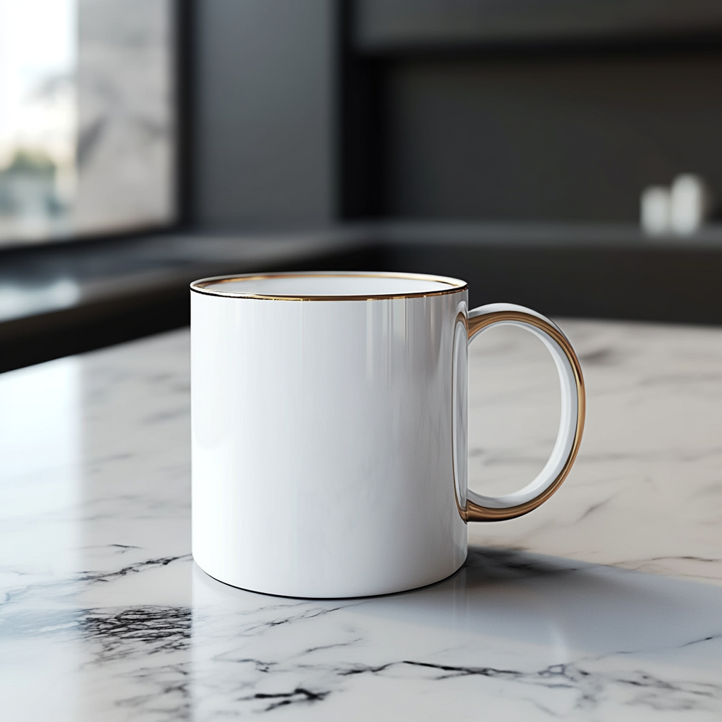 White Mug Mockup Kitchen