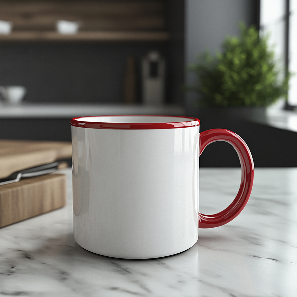 Blank White Red Mug Mockup