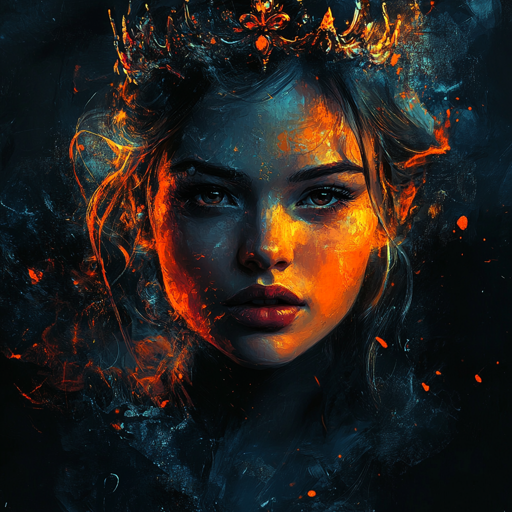 Woman with crown and power attributes