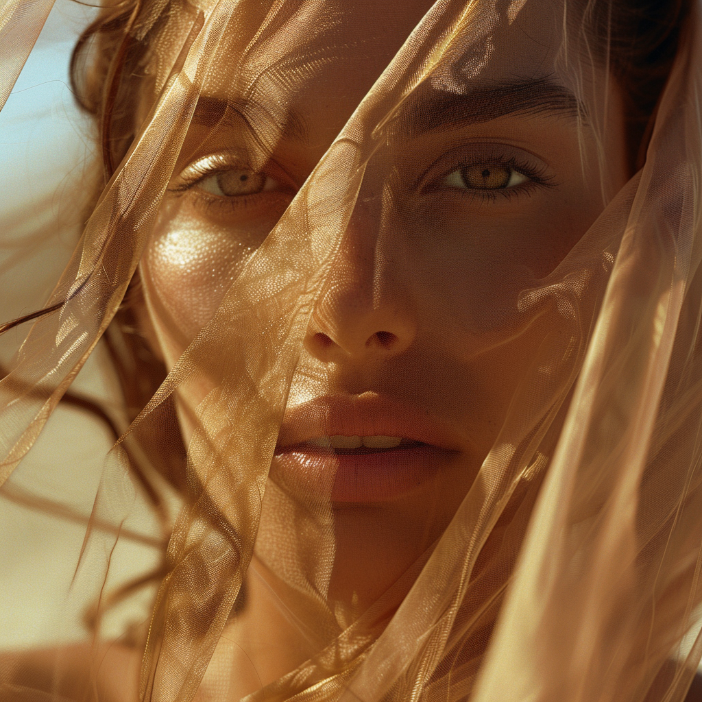 Woman wearing sand-colored veil