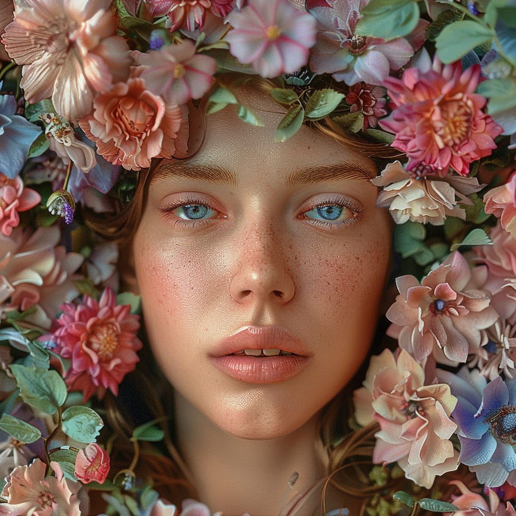 Woman with flower crown portrait