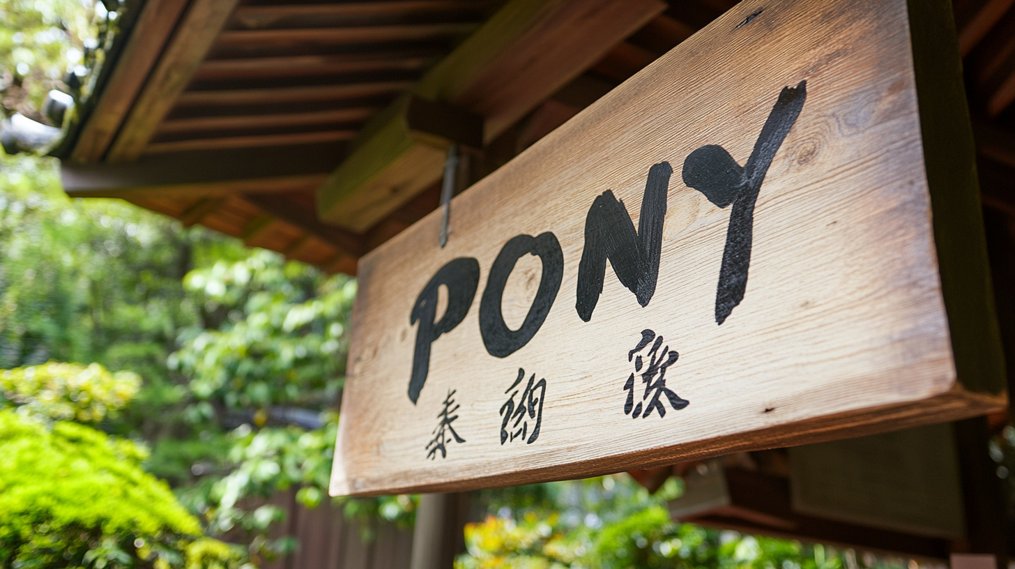 Pony Calligraphy Wooden Signboard Zen