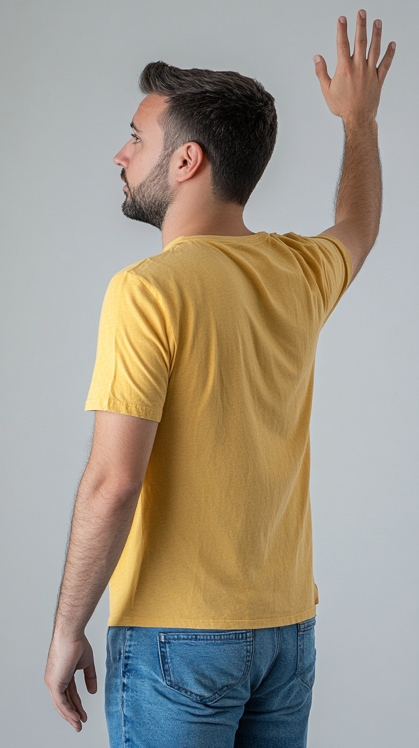 Man with Wow Expression Back Profile