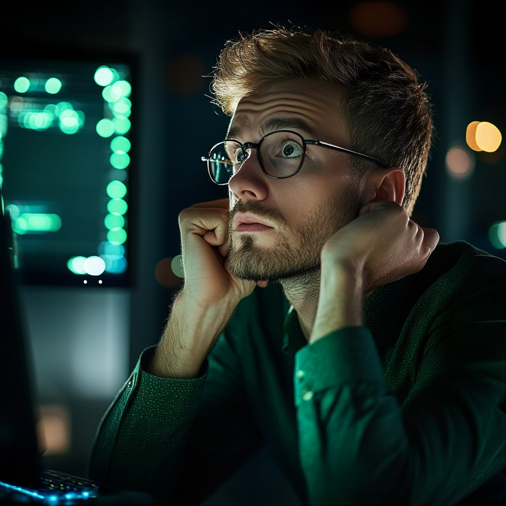 Young Businessman at Computer Desk